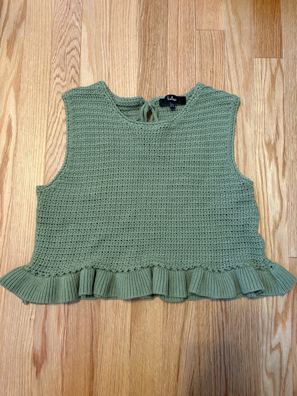 Lulu's Olive Green Knit Ruffle-Hem Sleeveless Sweater